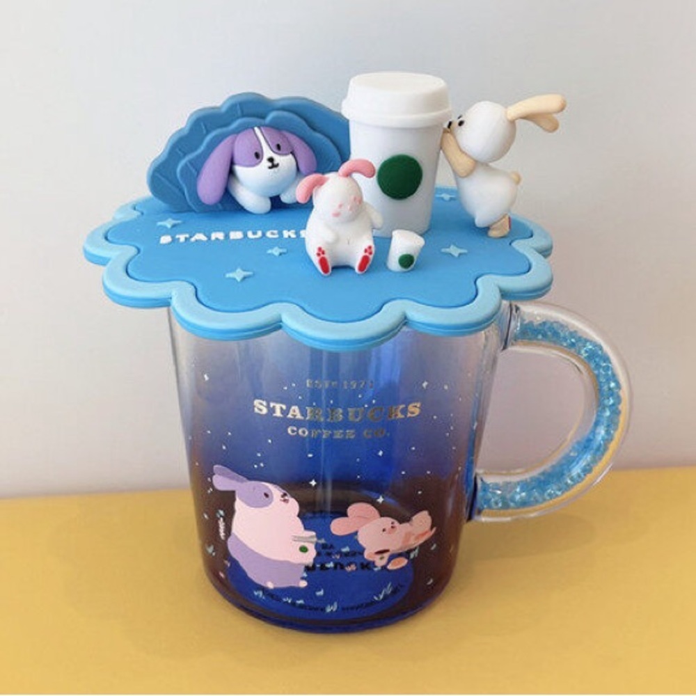 Starbucks Mid-Autumn Moon Rabbit Tasting Coffee Gradient Blue W/Crystal Handle S